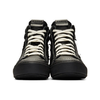 Shop Rhude Black Suede Leather V1 Hi Sneakers