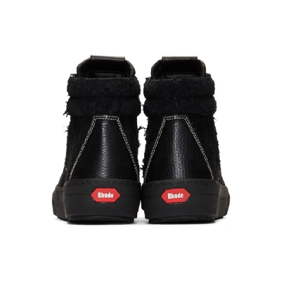 Shop Rhude Black Suede Leather V1 Hi Sneakers