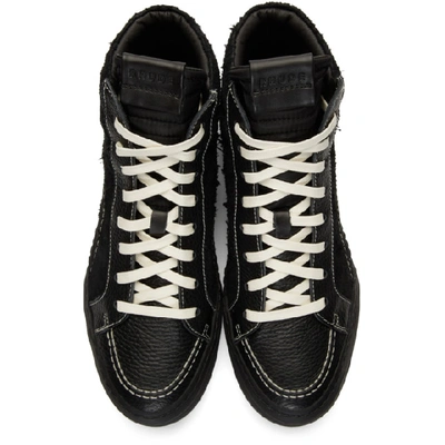 Shop Rhude Black Suede Leather V1 Hi Sneakers