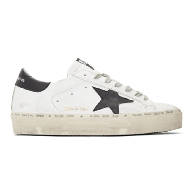 Shop Golden Goose White And Black Hi Star Sneakers In White Leath
