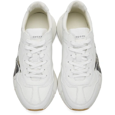 Shop Gucci White Rhyton Sneakers In 9014 Grtwht