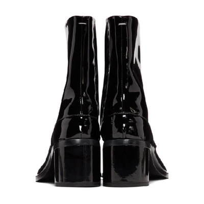 Shop Maison Margiela Black Patent Tabi Boots In H1953 Bkred