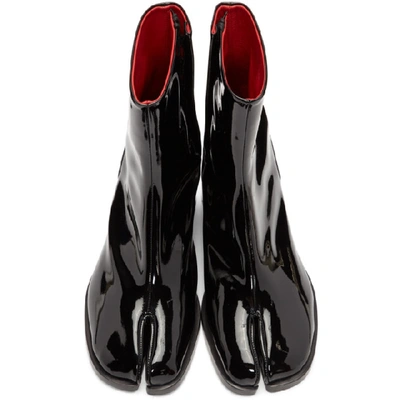 Shop Maison Margiela Black Patent Tabi Boots In H1953 Bkred