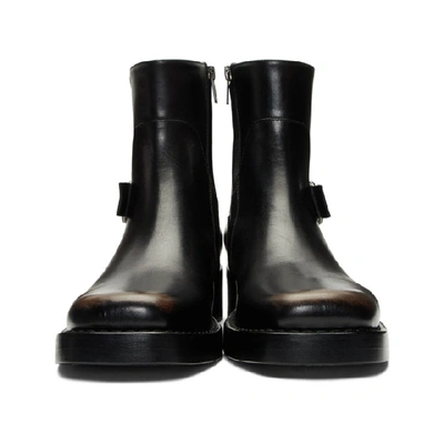 Shop Raf Simons Black High Sole Detail Low Boots In 00099 Black
