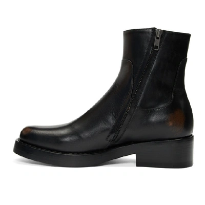 Shop Raf Simons Black High Sole Detail Low Boots In 00099 Black