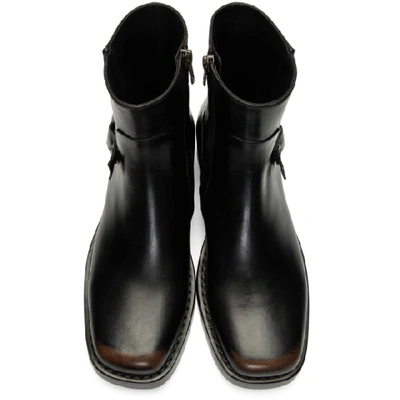 Shop Raf Simons Black High Sole Detail Low Boots In 00099 Black