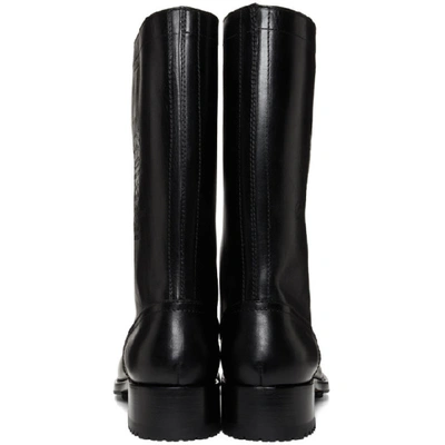 Shop Raf Simons Black Embossed Logo Biker Boots In 00099 Black