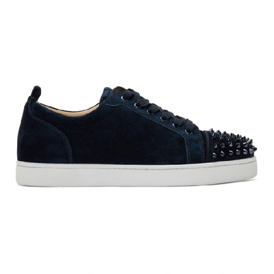 Christian Louboutin Louis Junior Spike-embellished Suede Trainers In Blue |  ModeSens