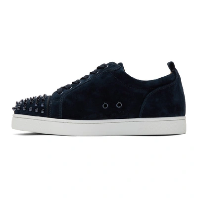Shop Christian Louboutin Navy Suede Louis Junior Spikes Sneakers In V088 Marine