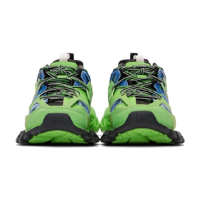 Shop Balenciaga Green And Blue Track Runner Sneakers In 4078 Bl/grn