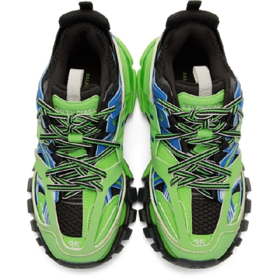 Shop Balenciaga Green And Blue Track Runner Sneakers In 4078 Bl/grn