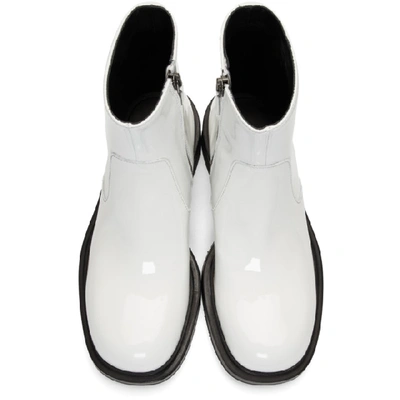 Shop Prada White Patent Zip Boots