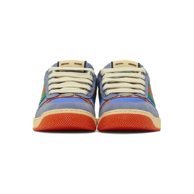 Shop Gucci Blue And Orange Screener Sneakers In 4379 Br.spl