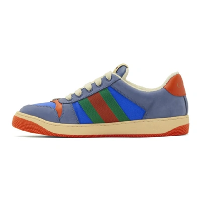 Shop Gucci Blue And Orange Screener Sneakers In 4379 Br.spl