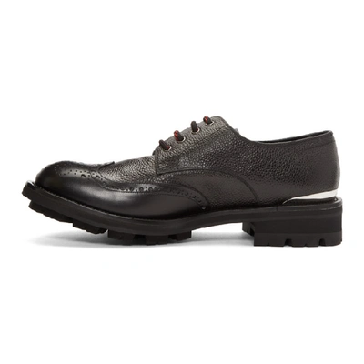 Shop Alexander Mcqueen Black Pebble-grained Derbys In 1081 Blksil