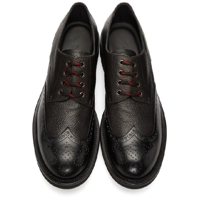 Shop Alexander Mcqueen Black Pebble-grained Derbys In 1081 Blksil