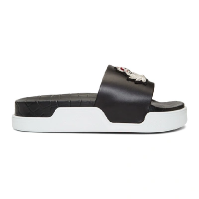 Shop Christian Louboutin Black Beau Pool Slides In Bk65 Blksil