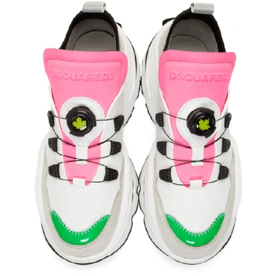 Shop Dsquared2 Ssense Exclusive Off-white The Rolling Giant Sneakers In White/fuchsia