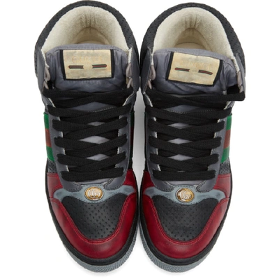 Shop Gucci Black & Red Screener Trainers In Black/red