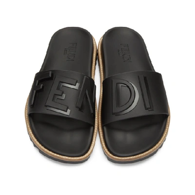 Shop Fendi Black Vocabulary Slides In F0gme Black