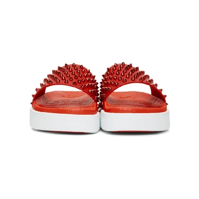 Shop Christian Louboutin Red Pool Fun Slides In R331 Loubi