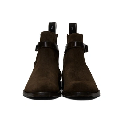 Shop Ps By Paul Smith Brown Suede Harrow Chelsea Boots In 66 Brown