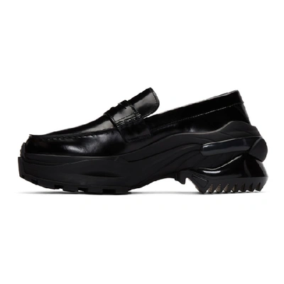 Shop Maison Margiela Black Cross Loafers In T8013 Black