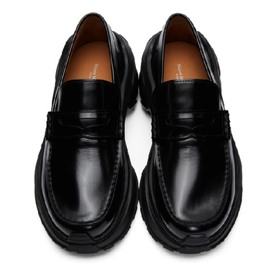 Shop Maison Margiela Black Cross Loafers In T8013 Black