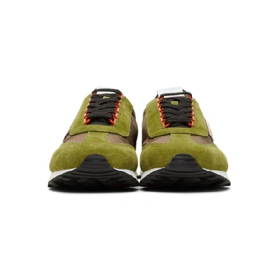 Shop Prada Green & Brown Suede Sneakers