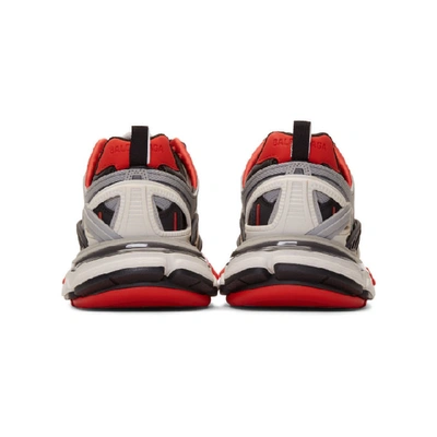 Shop Balenciaga Grey & Red Track.2 Open Trainers In Red/grey