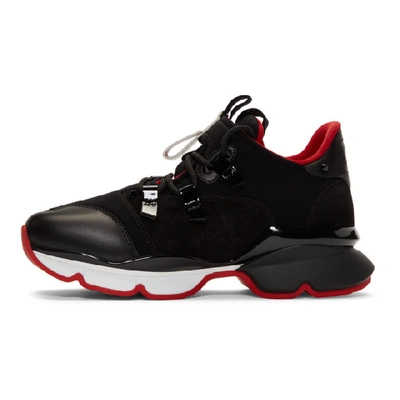 Shop Christian Louboutin Black Red-runner Flat Sneakers In Bk01 Black