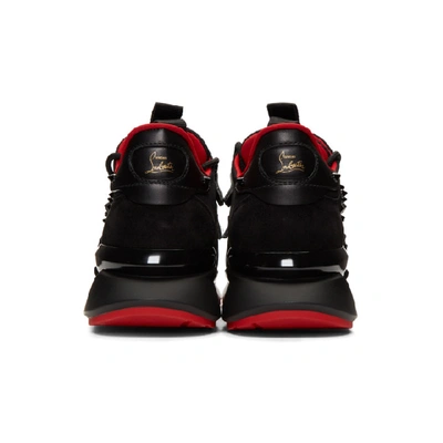 Shop Christian Louboutin Black Red-runner Flat Sneakers In Bk01 Black