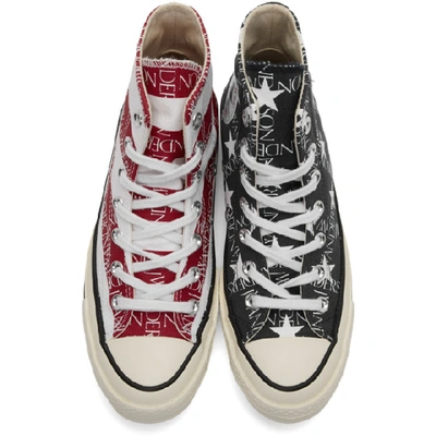 Shop Jw Anderson Indigo And Red Converse Edition Grid Logo Chuck 70 Hi Archive Print Sneakers In Indigo/garnet