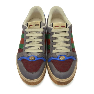 Shop Gucci Grey & Burgundy Screener Sneakers In 6063 Bord/l