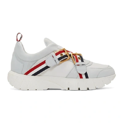 Shop Thom Browne White Strap Raised Running Sneakers