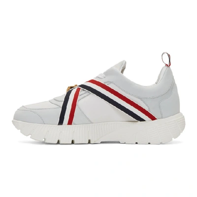 Shop Thom Browne White Strap Raised Running Sneakers