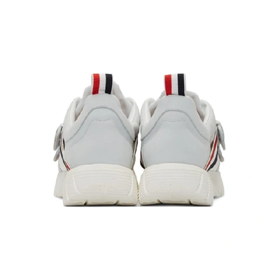 Shop Thom Browne White Strap Raised Running Sneakers