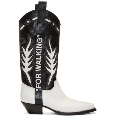 Off-white For Walking Leather Cowboy Boots In Black | ModeSens