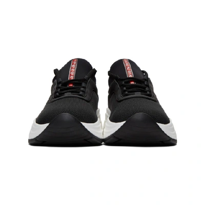 Shop Prada Black Knit Prax 01 Sneakers
