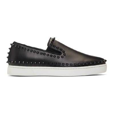 Shop Christian Louboutin Black And White Pik Boat Sneakers In Cm53 Blkblk