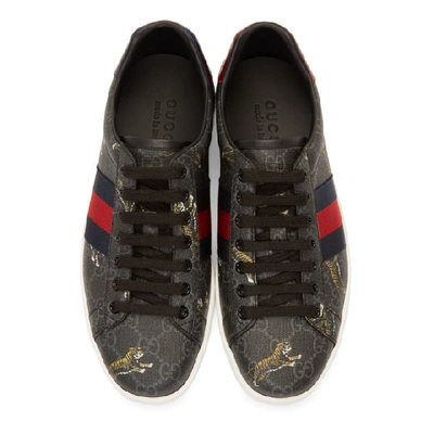 Shop Gucci Black & Grey Supreme Ace Gg Tiger Sneakers In 1102 Blackm