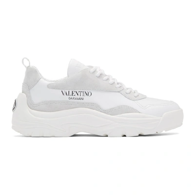 Shop Valentino White  Garavani Logo Sneakers In 0bo White