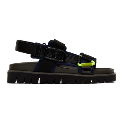 Shop Valentino Navy  Garavani Vlogo Sandals In Pb8 Marine