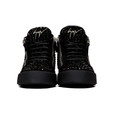 Shop Giuseppe Zanotti Black Suede Kriss Diamond High-top Sneakers In Nero