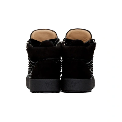 Shop Giuseppe Zanotti Black Suede Kriss Diamond High-top Sneakers In Nero