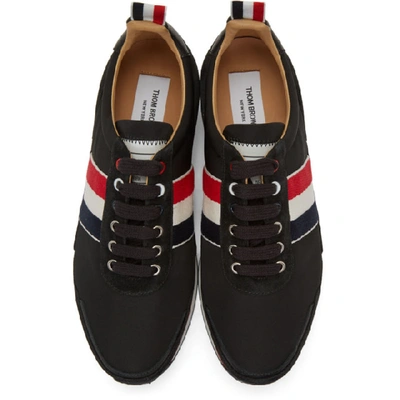 Shop Thom Browne Black Jogger Sneakers In 001 Black