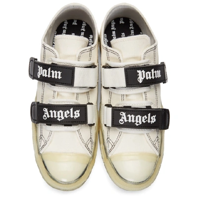 Shop Palm Angels White Velcro Vulcanized Sneakers