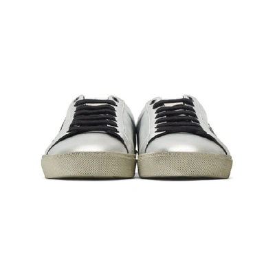 Shop Saint Laurent Silver Used-look Court Classic Sl/06 Sneakers In Nickel