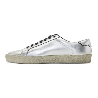 Shop Saint Laurent Silver Used-look Court Classic Sl/06 Sneakers In Nickel