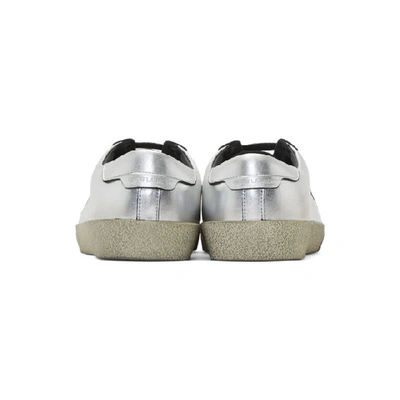 Shop Saint Laurent Silver Used-look Court Classic Sl/06 Sneakers In Nickel